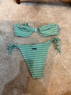 triangl swimwear Green Gingham Bandeau Bikini Set